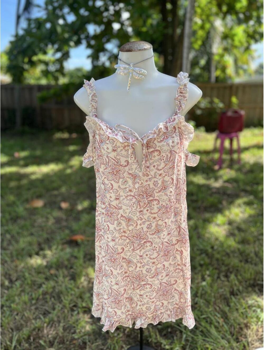 H&M Women's Pink and Cream Dress